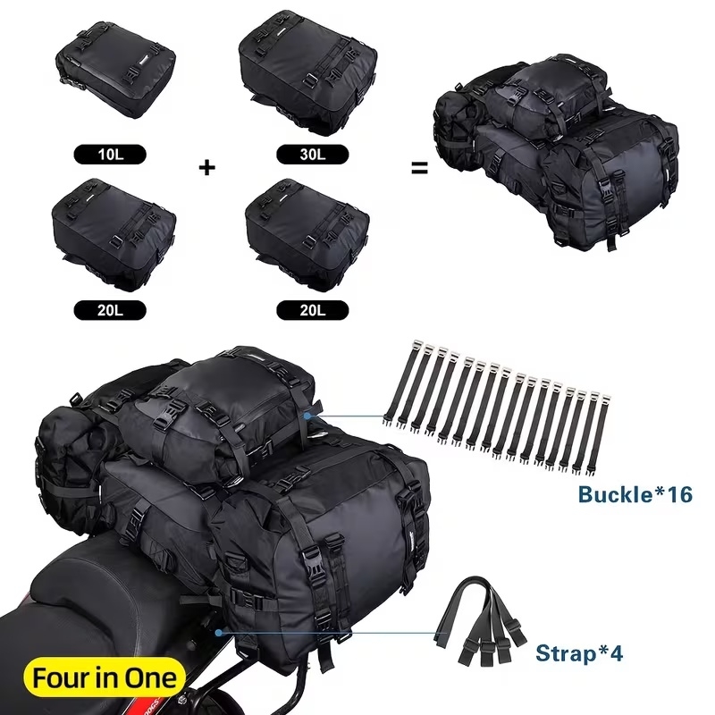 Rhinowalk Waterproof Motorcycle Saddle Bag 30L – Black