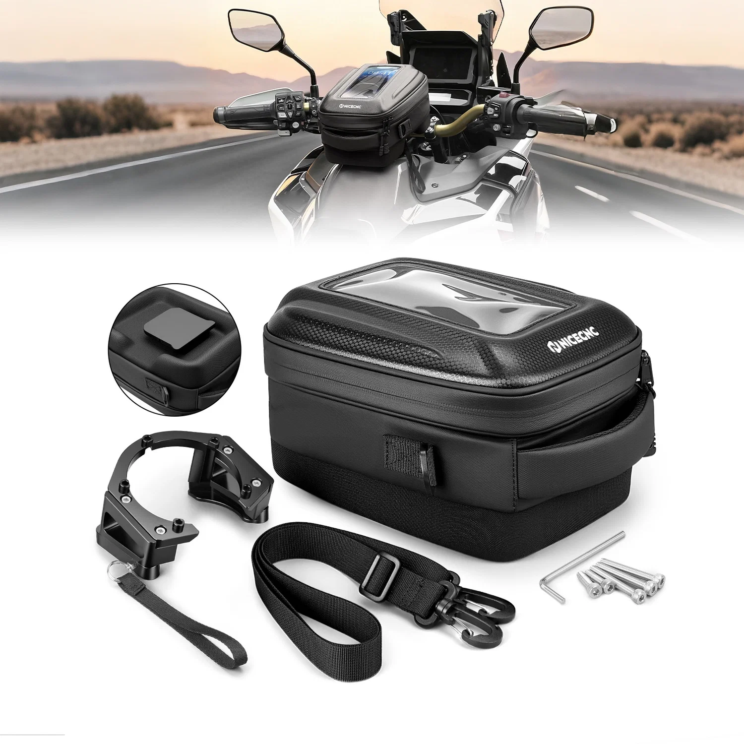 NICECNC Quick-Release Tank Bag for Honda Africa Twin CRF1100L – Black