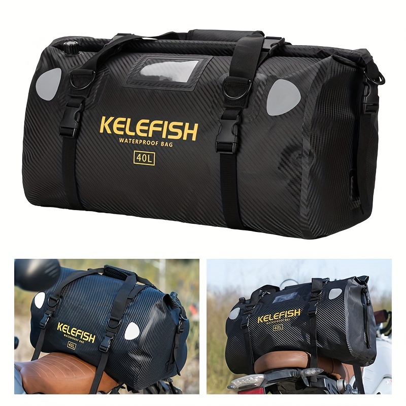 KELEFISH Waterproof Motorcycle Tail Duffel Bag 40L – Black